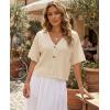imageGRECERELLE Womens Summer Lightweight Short Sleeve Cardigans Open Front V Neck Casual Knit Button Down SweaterApricot