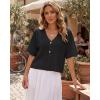 imageGRECERELLE Womens Summer Lightweight Short Sleeve Cardigans Open Front V Neck Casual Knit Button Down SweaterBlack
