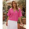imageGRECERELLE Womens Summer Lightweight Short Sleeve Cardigans Open Front V Neck Casual Knit Button Down SweaterHot Pink