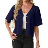 imageGRECERELLE Womens Summer Lightweight Short Sleeve Cardigans Open Front V Neck Casual Knit Button Down SweaterNavy Blue