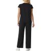 imageGRECERELLE Womens Two Piece Lounge Set Striped Short Sleeve Top with Wide Leg Pants Summer Travel Casual OutfitAblack
