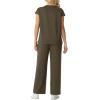 imageGRECERELLE Womens Two Piece Lounge Set Striped Short Sleeve Top with Wide Leg Pants Summer Travel Casual OutfitArmy Green