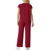 imageGRECERELLE Womens Two Piece Lounge Set Striped Short Sleeve Top with Wide Leg Pants Summer Travel Casual OutfitBurgundy