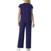 imageGRECERELLE Womens Two Piece Lounge Set Striped Short Sleeve Top with Wide Leg Pants Summer Travel Casual OutfitNavy Blue