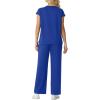 imageGRECERELLE Womens Two Piece Lounge Set Striped Short Sleeve Top with Wide Leg Pants Summer Travel Casual OutfitRoyal Blue