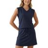 imageGRECERELLE 2026 Women Summer Casual 2 Piece Outfits Skort Sets Sleeveless VNeck Top amp Tennis Skirt with Pockets for AthleticNavy Blue