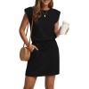 imageGRECERELLE 2026 Womens Summer Dresses Round Neck Sleeveless Tie Waist Casual Shirt Dress with PocketsBlack