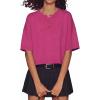 imageGRECERELLE Short Sleeve Cardigan for Women Lightweight Button Down Casual Cropped Knit Sweater TopsHot Pink