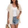 imageGRECERELLE Short Sleeve Cardigan for Women Lightweight Summer with Pockets Open Front Casual Beach Cover Ups 2026Aivory White