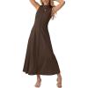 imageGRECERELLE Womens 2026 Spring Summer Casual Mock Neck Sleeveless Flared Maxi Dress with Pockets XS  3XLDark Coffee