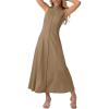 imageGRECERELLE Womens 2026 Spring Summer Casual Mock Neck Sleeveless Flared Maxi Dress with Pockets XS  3XLKhaki