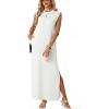 imageGRECERELLE Womens 2026 Summer Fall Round Neck AntiPilling Shift Sweater Maxi Dress with Pockets for Business CasualWhite
