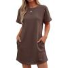 imageGRECERELLE Womens Casual TShirt Dress with Pockets Short Sleeve Shift Dresses WrinkleResistant Above Knee LengthDark Coffee