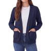 imageGRECERELLE Womens Lightweight Long Sleeve Open Front Knit Cardigans Sweaters with PocketsNavy Blue