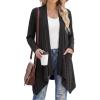 imageGRECERELLE Womens Long Sleeve Lightweight Cardigan Casual Open Front Draped Asymmetric Hem Cardigans with PocketsAblack