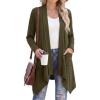 imageGRECERELLE Womens Long Sleeve Lightweight Cardigan Casual Open Front Draped Asymmetric Hem Cardigans with PocketsArmy Green