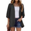 imageGRECERELLE Womens Summer Lightweight 34 Sleeve Cardigan Open Front Casual Loose Kimono Cover Ups with PocketsBlack