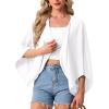 imageGRECERELLE Womens Summer Lightweight Cardigan Open Front Casual Loose Cropped Kimono Oversized Cover UpsWhite