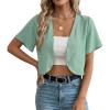 imageGRECERELLE Womens Summer Lightweight Cropped Cardigan Shrug Short Sleeve Open Front Casual Bolero Cover UpsMint Green