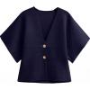 imageGRECERELLE Womens Summer Lightweight Short Sleeve Cardigans Open Front V Neck Casual Knit Button Down SweaterNavy Blue