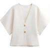 imageGRECERELLE Womens Summer Lightweight Short Sleeve Cardigans Open Front V Neck Casual Knit Button Down SweaterWhite