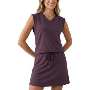 imageGRECERELLE 2026 Women Summer Casual 2 Piece Outfits Skort Sets Sleeveless VNeck Top amp Tennis Skirt with Pockets for AthleticRosewood