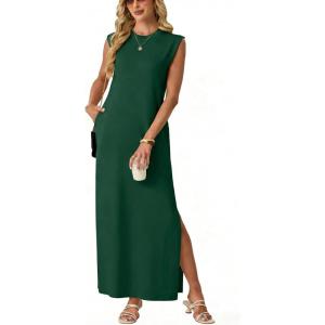 imageGRECERELLE Womens 2026 Summer Fall Round Neck AntiPilling Shift Sweater Maxi Dress with Pockets for Business CasualDark Green