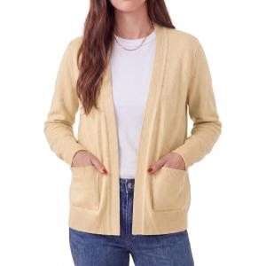 imageGRECERELLE Womens Lightweight Long Sleeve Open Front Knit Cardigans Sweaters with PocketsButter Yellow