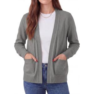 imageGRECERELLE Womens Lightweight Long Sleeve Open Front Knit Cardigans Sweaters with PocketsLight Gray