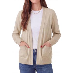 imageGRECERELLE Womens Lightweight Long Sleeve Open Front Knit Cardigans Sweaters with PocketsOatmeal