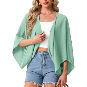 imageGRECERELLE Womens Summer Lightweight Cardigan Open Front Casual Loose Cropped Kimono Oversized Cover UpsMint Green