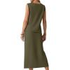 imageGRECERELLE 2026 Casual 2 Piece Sets For Women Summer V Neck WrinkleFree Sleeveless Top Side Slit Maxi Skirt With PocketsArmy Green