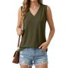 imageGRECERELLE 2026 Casual 2 Piece Sets For Women Summer V Neck WrinkleFree Sleeveless Top Side Slit Maxi Skirt With PocketsArmy Green