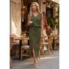 imageGRECERELLE 2026 Casual 2 Piece Sets For Women Summer V Neck WrinkleFree Sleeveless Top Side Slit Maxi Skirt With PocketsArmy Green