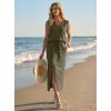 imageGRECERELLE 2026 Casual 2 Piece Sets For Women Summer V Neck WrinkleFree Sleeveless Top Side Slit Maxi Skirt With PocketsArmy Green