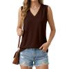 imageGRECERELLE 2026 Casual 2 Piece Sets For Women Summer V Neck WrinkleFree Sleeveless Top Side Slit Maxi Skirt With PocketsDark Coffee