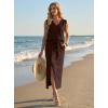 imageGRECERELLE 2026 Casual 2 Piece Sets For Women Summer V Neck WrinkleFree Sleeveless Top Side Slit Maxi Skirt With PocketsDark Coffee