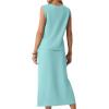 imageGRECERELLE 2026 Casual 2 Piece Sets For Women Summer V Neck WrinkleFree Sleeveless Top Side Slit Maxi Skirt With PocketsLight Blue