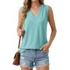 imageGRECERELLE 2026 Casual 2 Piece Sets For Women Summer V Neck WrinkleFree Sleeveless Top Side Slit Maxi Skirt With PocketsLight Blue