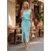 imageGRECERELLE 2026 Casual 2 Piece Sets For Women Summer V Neck WrinkleFree Sleeveless Top Side Slit Maxi Skirt With PocketsLight Blue