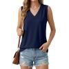 imageGRECERELLE 2026 Casual 2 Piece Sets For Women Summer V Neck WrinkleFree Sleeveless Top Side Slit Maxi Skirt With PocketsNavy Blue