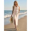 imageGRECERELLE 2026 Casual 2 Piece Sets For Women Summer V Neck WrinkleFree Sleeveless Top Side Slit Maxi Skirt With PocketsOatmeal