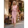 imageGRECERELLE 2026 Casual 2 Piece Sets For Women Summer V Neck WrinkleFree Sleeveless Top Side Slit Maxi Skirt With PocketsRose Pink