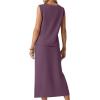 imageGRECERELLE 2026 Casual 2 Piece Sets For Women Summer V Neck WrinkleFree Sleeveless Top Side Slit Maxi Skirt With PocketsRosewood