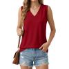 imageGRECERELLE 2026 Casual 2 Piece Sets For Women Summer V Neck WrinkleFree Sleeveless Top Side Slit Maxi Skirt With PocketsWine Red