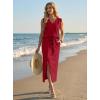 imageGRECERELLE 2026 Casual 2 Piece Sets For Women Summer V Neck WrinkleFree Sleeveless Top Side Slit Maxi Skirt With PocketsWine Red