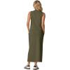 imageGRECERELLE 2026 Women Summer Casual 2 Piece Sets MockNeck WrinkleFree Top amp Elastic Waist Midi Side Slit Skirt with PocketsArmy Green