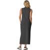 imageGRECERELLE 2026 Women Summer Casual 2 Piece Sets MockNeck WrinkleFree Top amp Elastic Waist Midi Side Slit Skirt with PocketsDark Gray