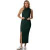 imageGRECERELLE 2026 Women Summer Casual 2 Piece Sets MockNeck WrinkleFree Top amp Elastic Waist Midi Side Slit Skirt with PocketsDark Green
