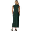 imageGRECERELLE 2026 Women Summer Casual 2 Piece Sets MockNeck WrinkleFree Top amp Elastic Waist Midi Side Slit Skirt with PocketsDark Green